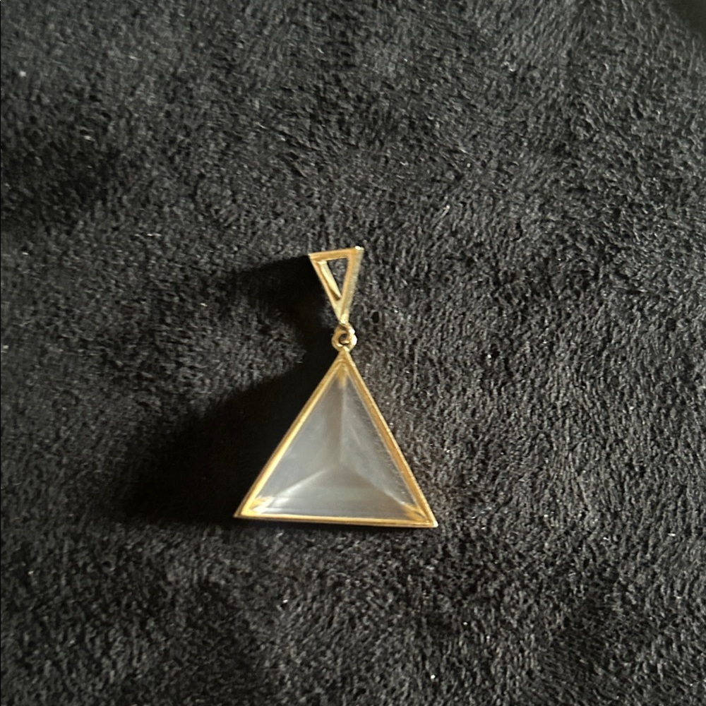 Rose Quartz 18k Gold Triangle Pendant Necklace with Pyramid